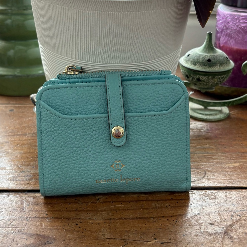 Nanette Lepore Blue Wallet Pebbled Leather